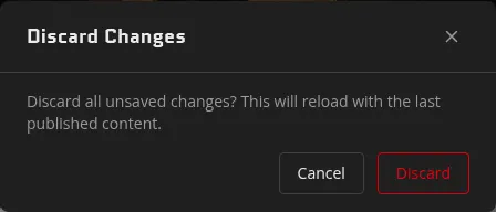The Discard Changes confirmation modal