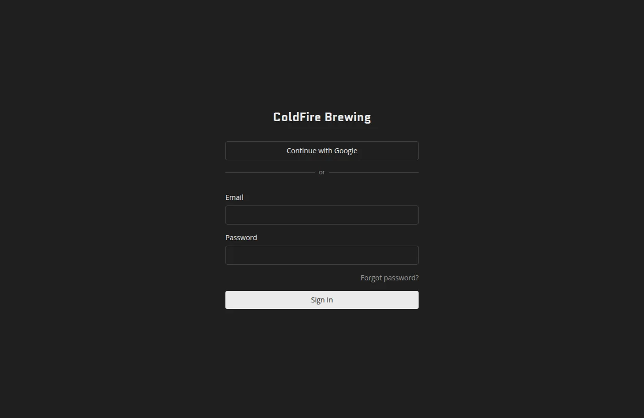 The editor sign-in screen with email, password, and Continue with Google