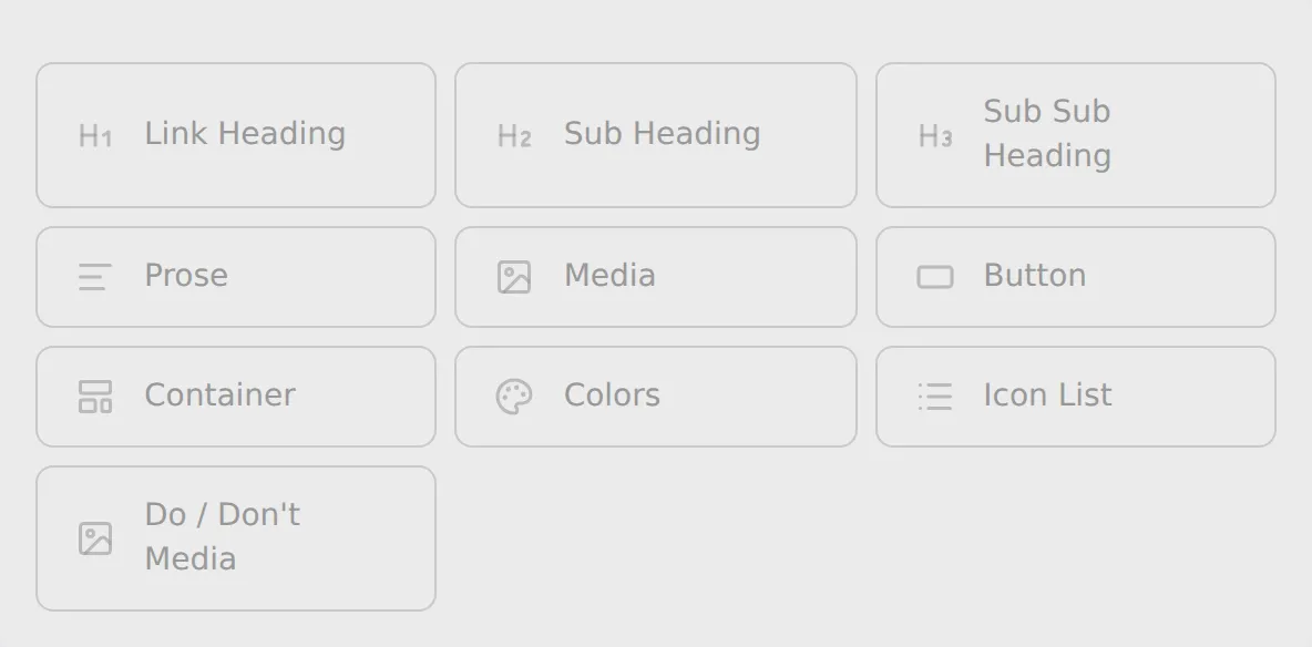 The section-type picker that opens when you add a section